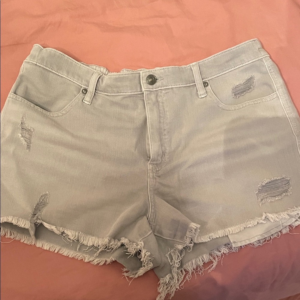 Aerie Light Gray Distressed Jean Shorts